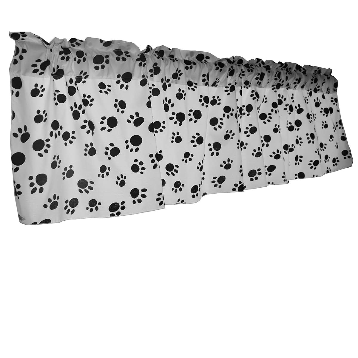 Zen Creative Designs Cotton Animal Paw Print Window Valance 58x18 Black Paw on White