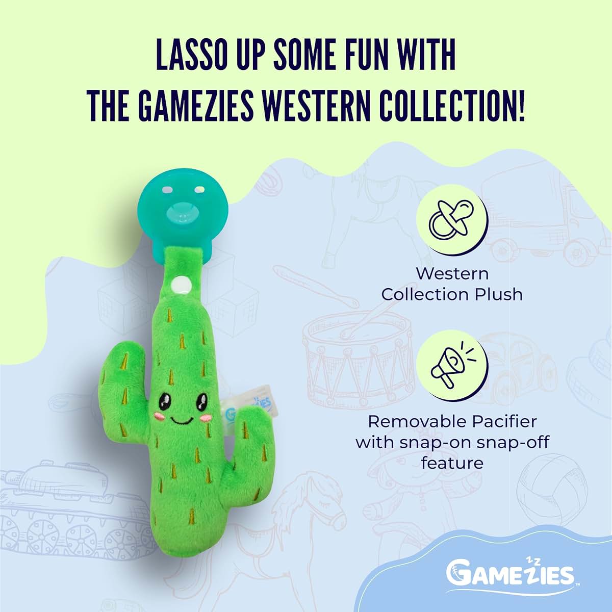 Gamezies Cactus Plush Pacifier With Detachable Western Plush Toy Holder 0-6 Months