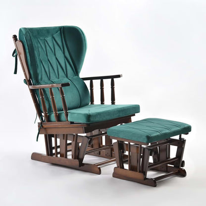 Norm Concept Comfort Deluxe Glider Chair and Ottoman Set in Green