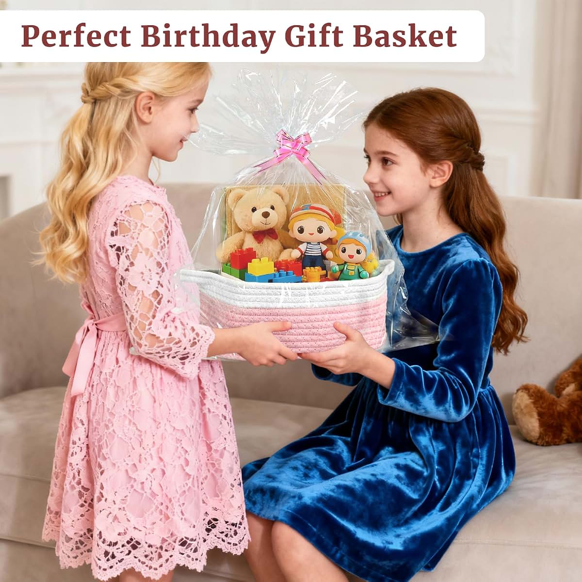 Succwoah 8 Pack Small Cotton Rope Woven Baskets With Gift Supplies