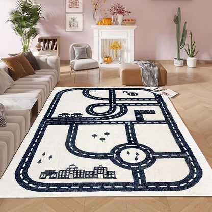 Ustide City Roads Map Tracks Area Rug for Nursery and Living Room