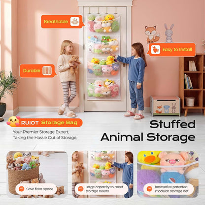 Modular Stuffed Animal Storage Over the Door Organizer for Toys and Essentials