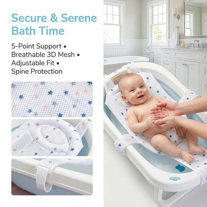 Adjustable Mesh Bath Support Seat for Newborns and Infants