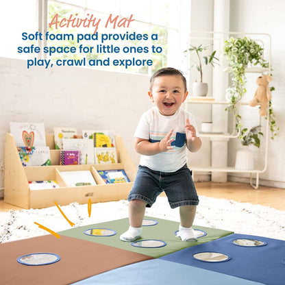 ECR4Kids SoftZone 123 Look at Me Activity Mat with Mirrors, Folding Playmat, Earthtone (photo 3)