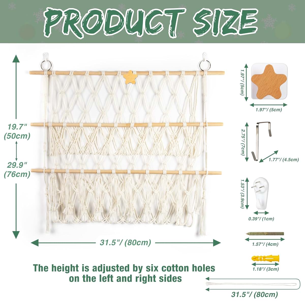 Starry Stuffed Animal Net Hammock Wall Hanging Handmade Boho Macrame Toy Hammock Organizer Holder Display Hanging Plush (photo 2)