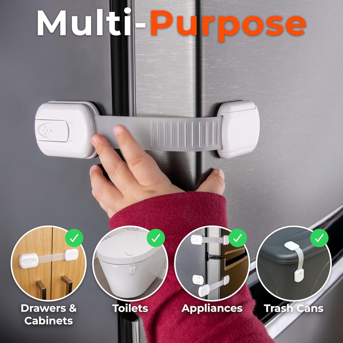 10-Pack Childproof Cabinet Locks for Drawers and Cupboards