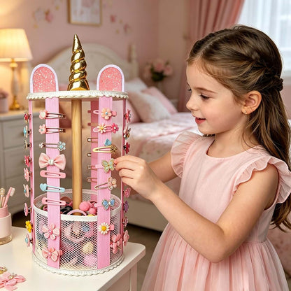 HY.MIS Pink Bow Holder for Girls Hair Bows and Clips, Wall Mount Storage Organizer
