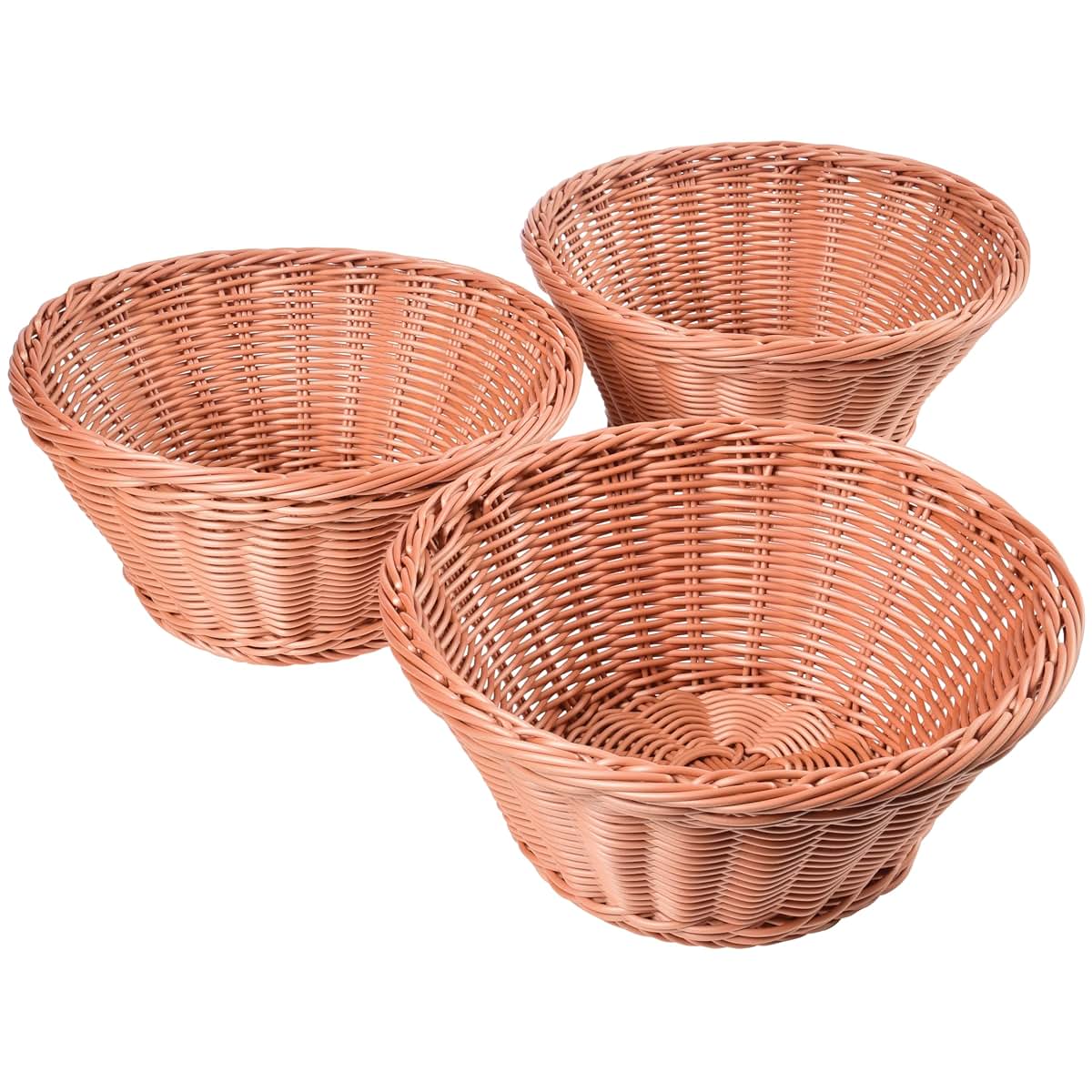 Constructive Playthings Round Plastic Wicker Storage Baskets, Set Of 3