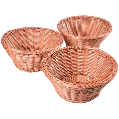 Constructive Playthings Round Plastic Wicker Storage Baskets, Set Of 3