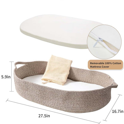 ECOADE Baby Changing Basket - Moses Basket Changing Table Topper and Thick Foam Pad with Removable Cotton Mattress (photo 3)