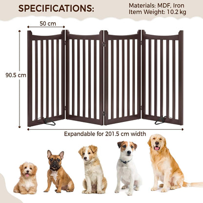 BabyOneStop Wooden Pet Gate 4-Panel Freestanding Espresso Barrier