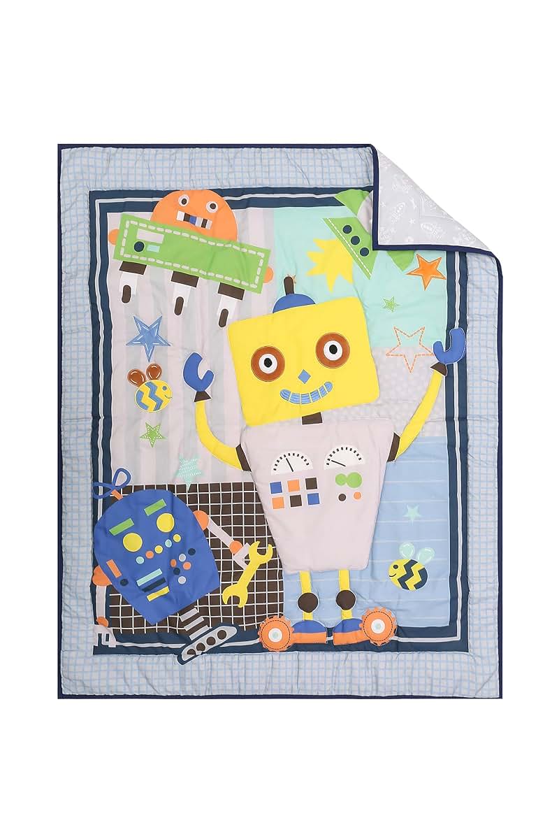 CribMATE 3-Piece Robot Nursery Crib Bedding Set in Blue (photo 2)