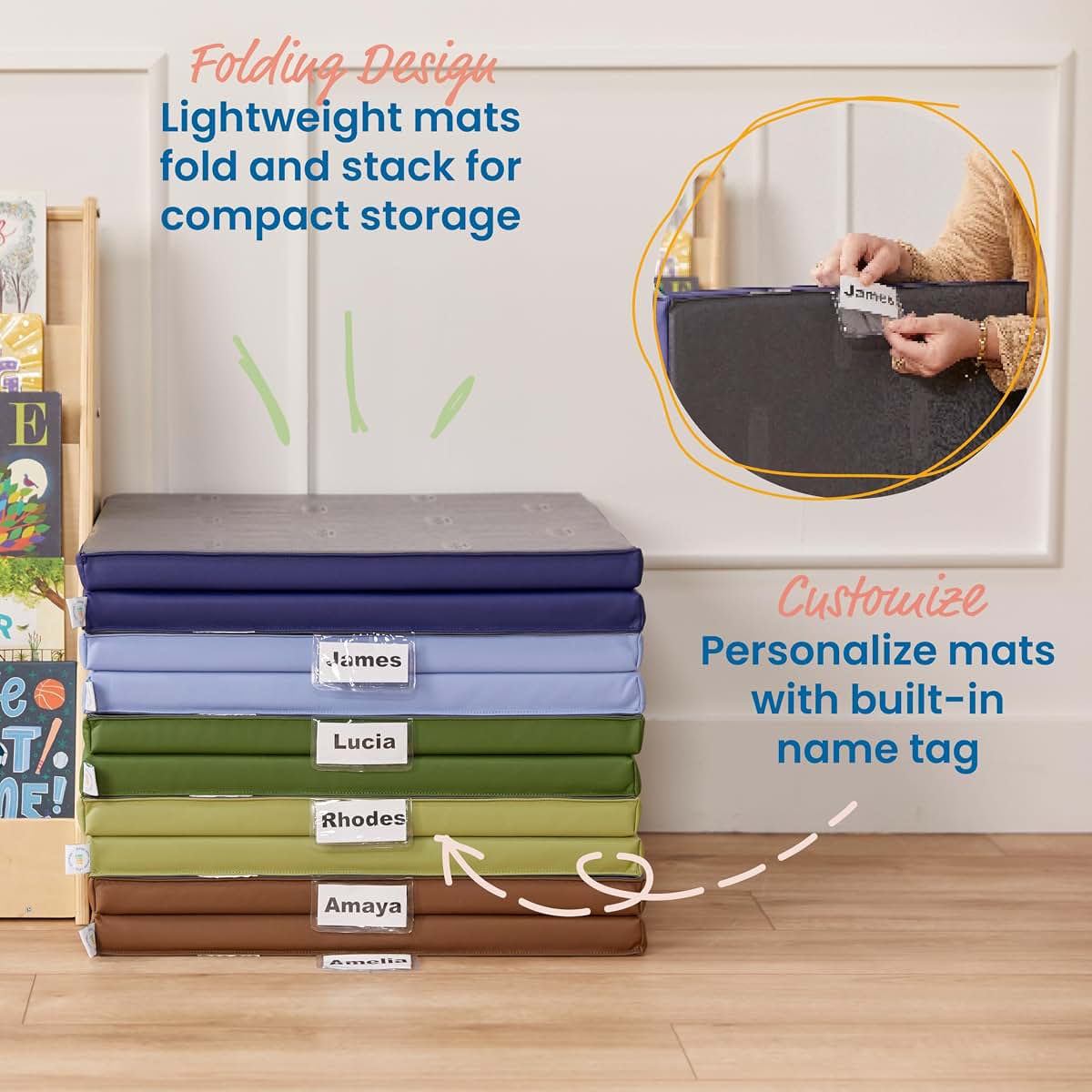 ECR4Kids SoftZone Folding Rainbow Rest Mats, 5-Piece Set (photo 4)