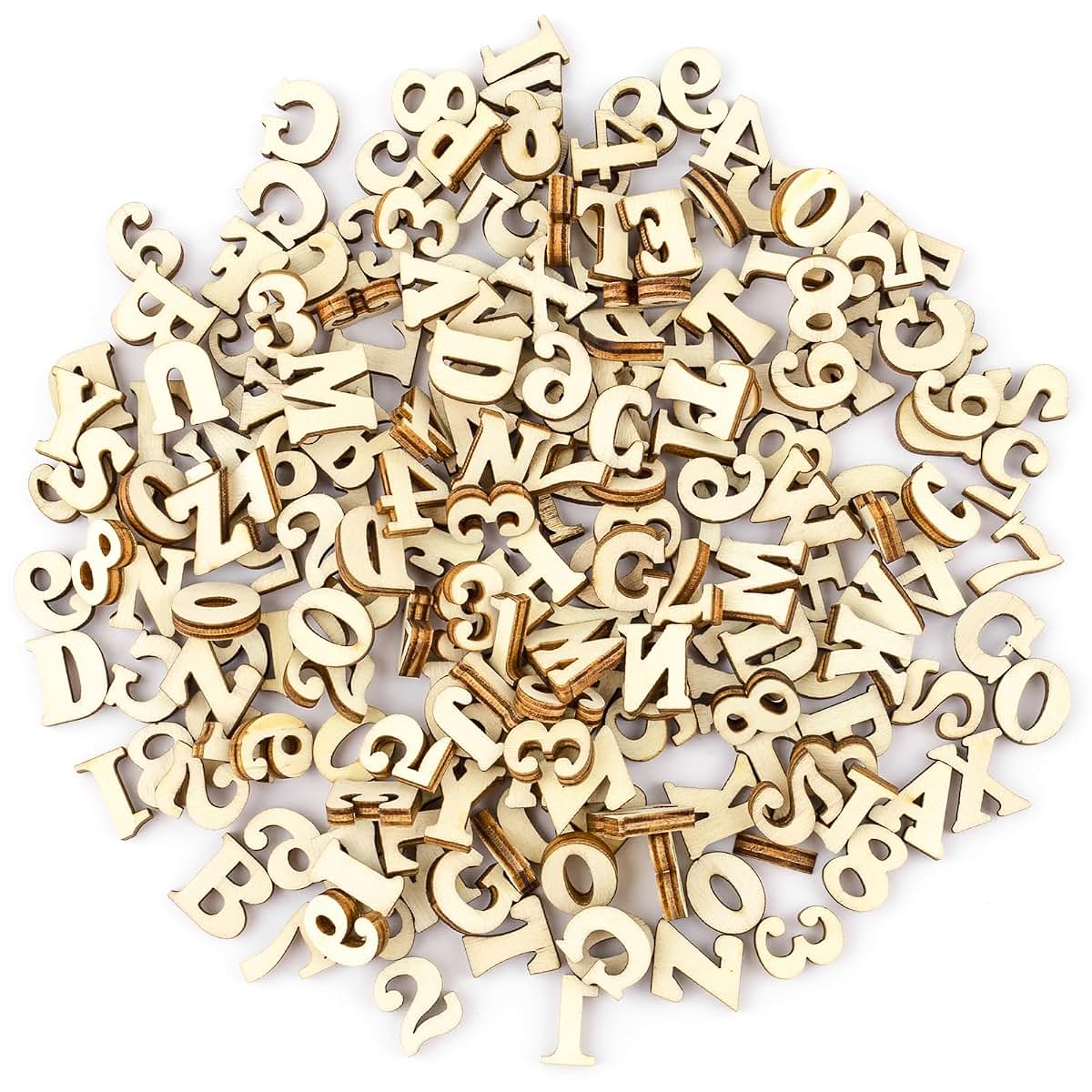 Auear Mini Wooden Alphabet Letters And Numbers For Diy Crafts, 200 Pack