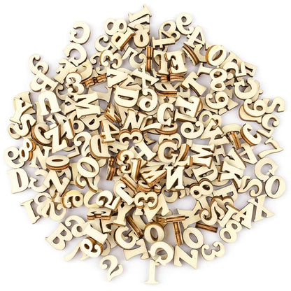 Auear Mini Wooden Alphabet Letters And Numbers For Diy Crafts, 200 Pack