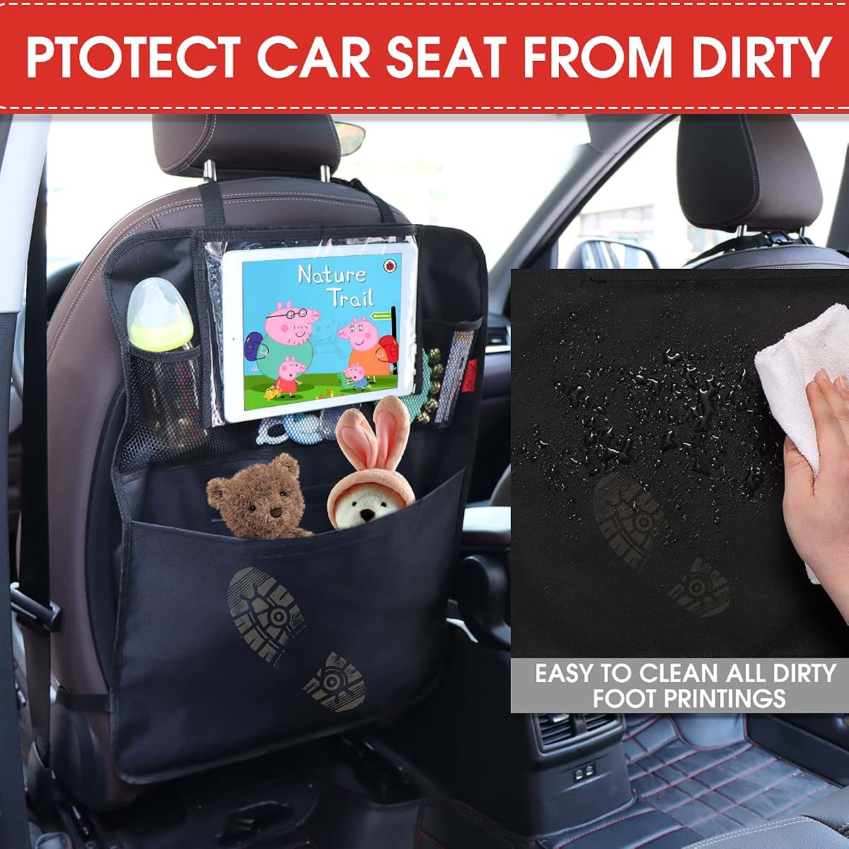 Kaiphy Car Seat Protector and Backseat Organizer Set for Vehicles