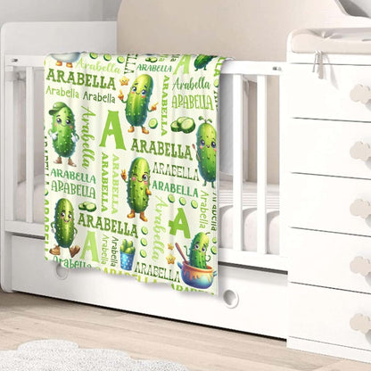 Thuswarm Personalized Blanket for Girls Boys Kids Pickles Custom Kids Blanket with Name Throw Birthday Gift for Girls (photo 3)