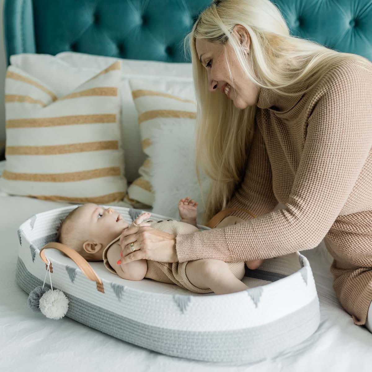 Vesta Baby Woven Cotton Rope Moses Changing Basket With Foam Pad (photo 3)