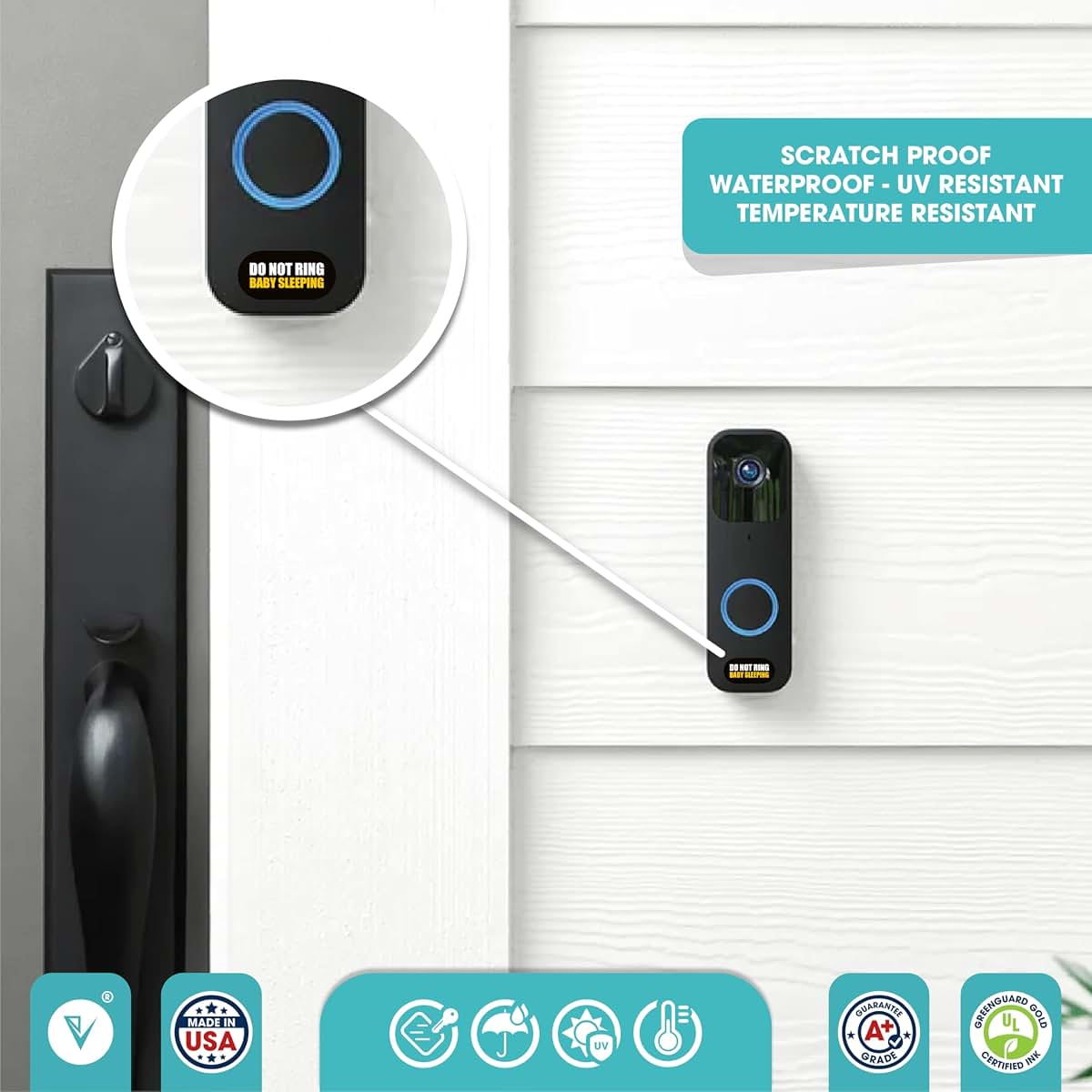 engravenusa Tiny Do Not Ring Baby Sleeping Sticker | 3 Sizes Baby Sleeping Sticker | Do Not Ring Stickers for Doorbell