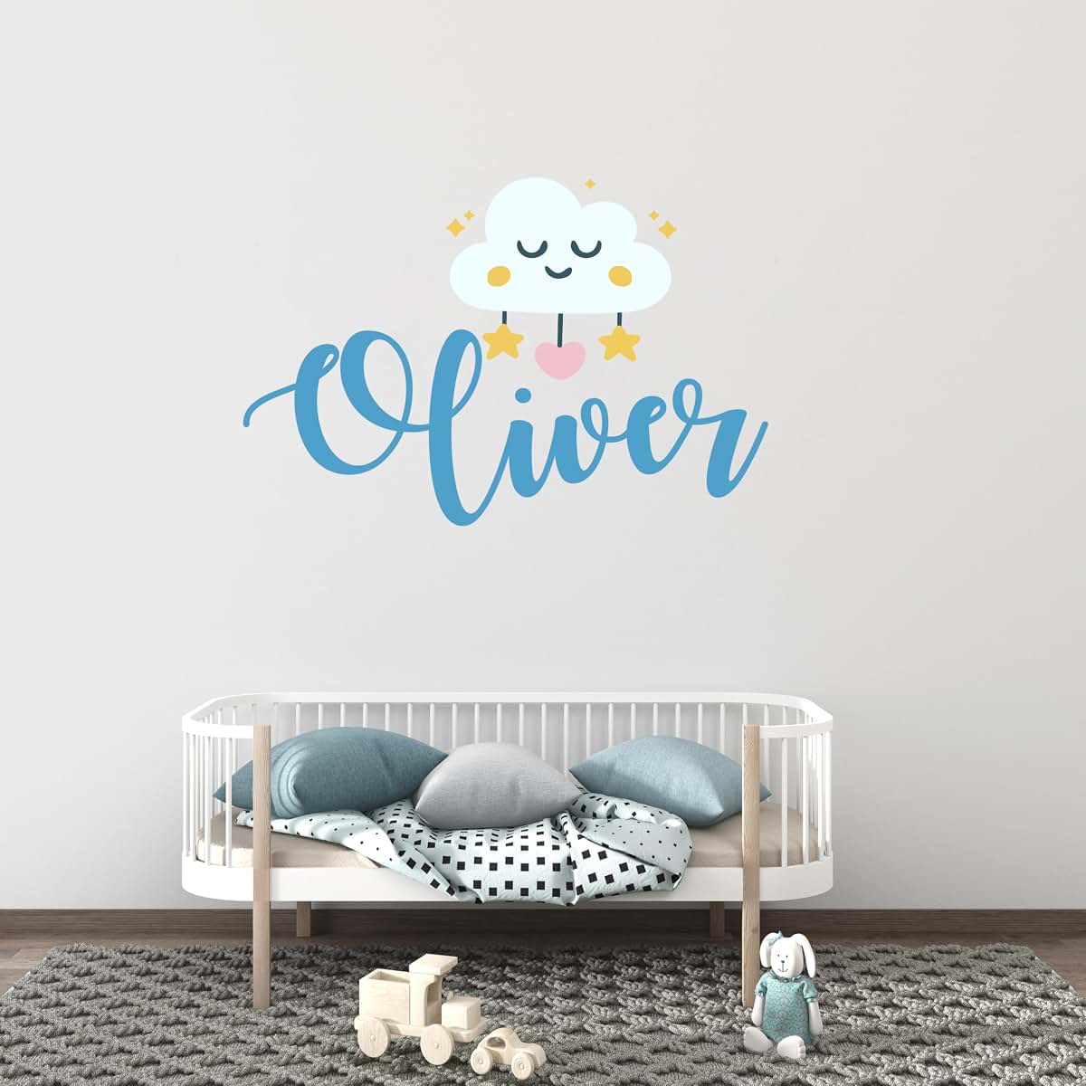 BabyOneStop Personalized Girl Name With Cloud And Stars Wall Decal