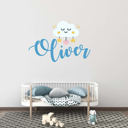 BabyOneStop Personalized Girl Name With Cloud And Stars Wall Decal