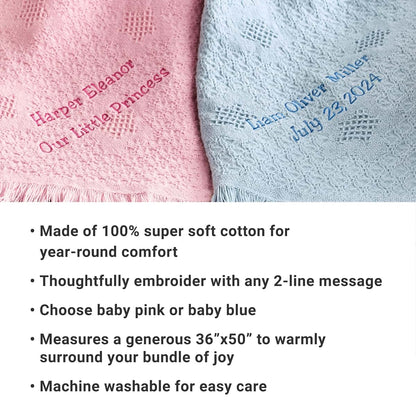 Let's Make Memories Personalized Honeycomb Baby Blanket, Pink