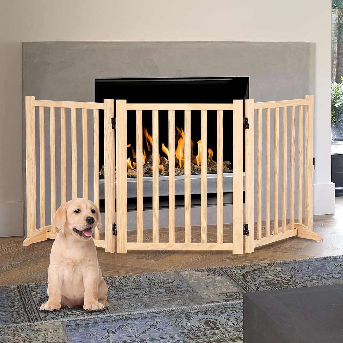 OutdoorVibe Wooden Freestanding Dog Gate 3 Panel H:24” (photo 2)