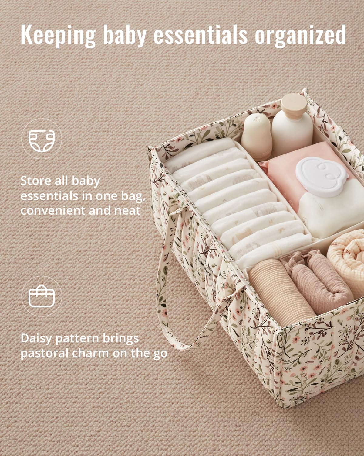 Blissful Diary Floral Diaper Caddy Organizer