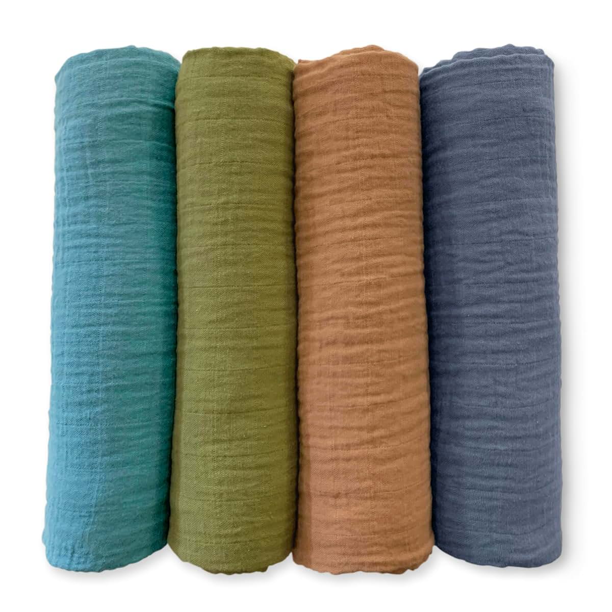 SwaddleDesigns Cotton Muslin Swaddle Blankets, Set of 4, 46x46 in, Wind & River