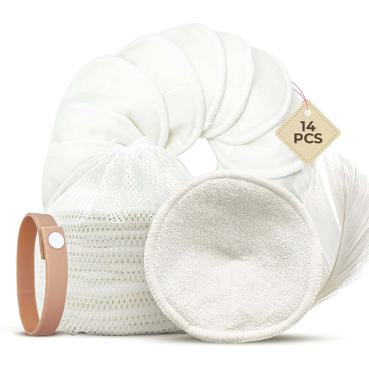 Comfort Shells® Reusable Nursing Pads – 14 Pack Ultra Soft Breast Pads + Laundry Bag + Nursing Clip Bracelet –
