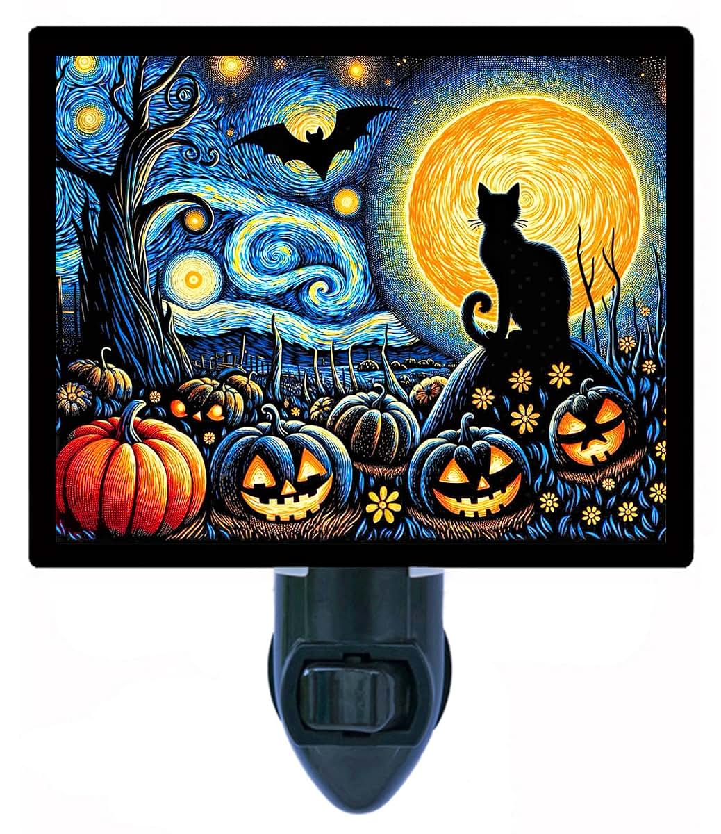 Night Light Designs Starry Halloween Night Cat Light