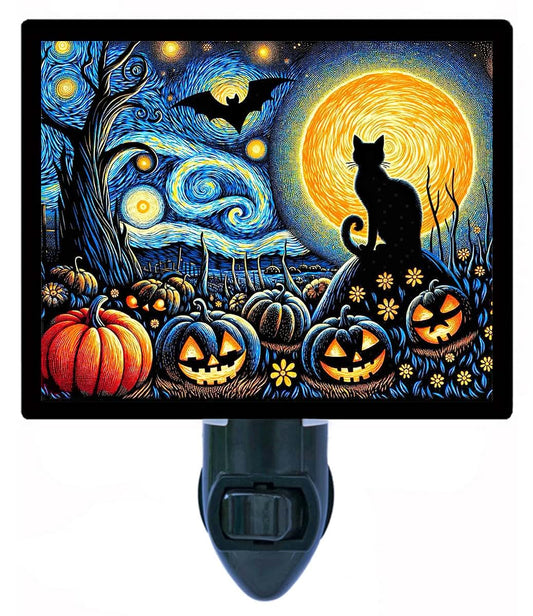 Night Light Designs Starry Halloween Night Cat Light