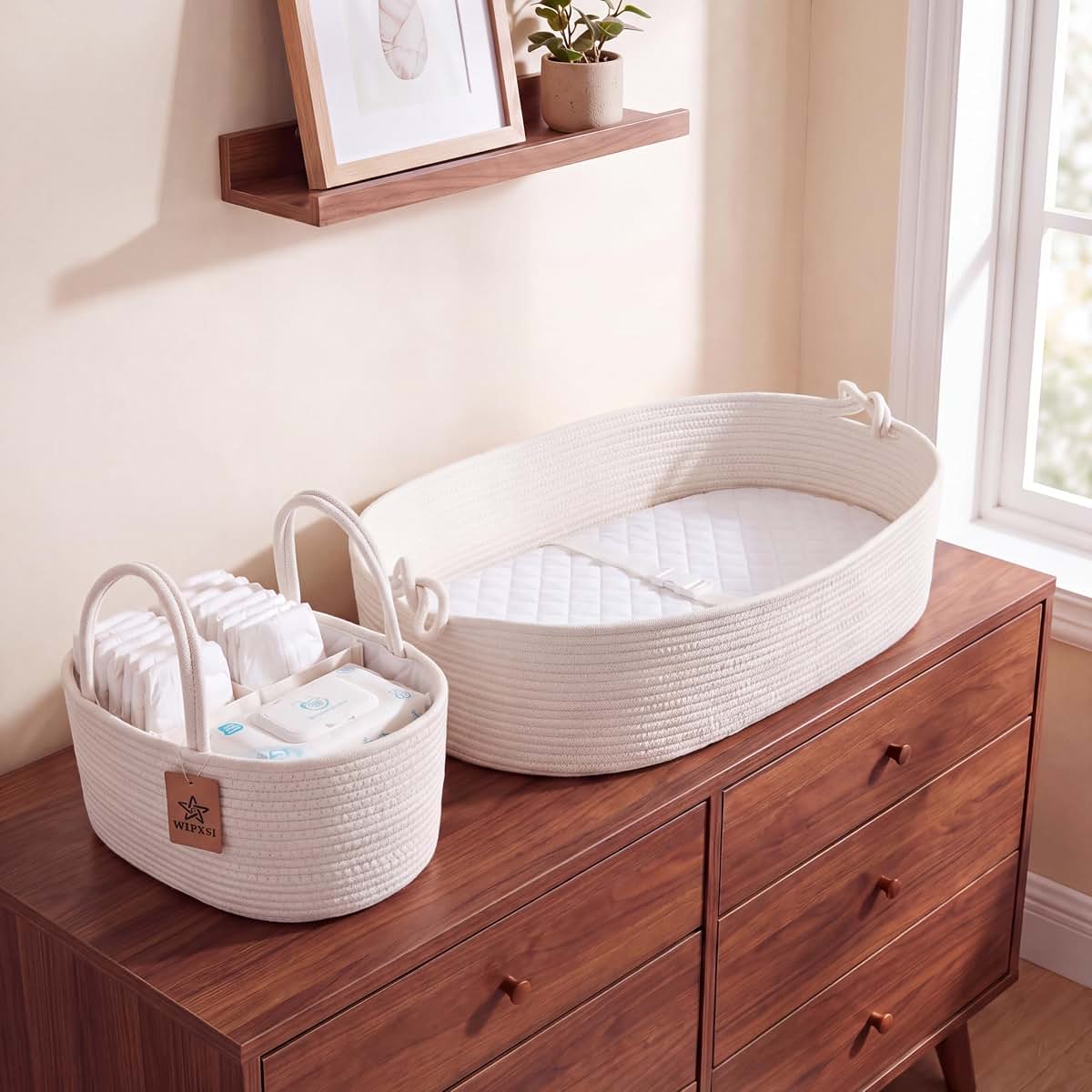 WLFXSI Baby Changing Basket with Diaper Caddy | Moses Basket for Newborn | Portable Changing Pad Table & Dresser Topper (photo 4)