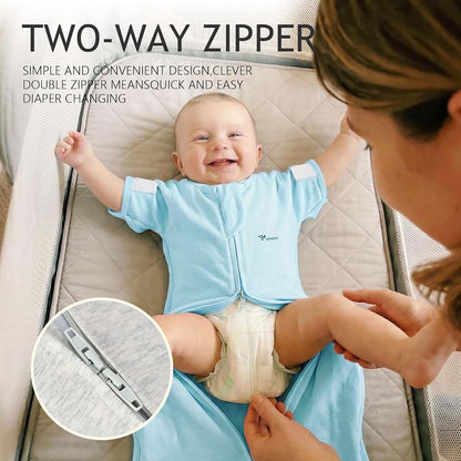 SAIMON Baby Swaddle Sleep Sack with 2-Way Zipper, Cotton, Newborn 5-8.5 lbs