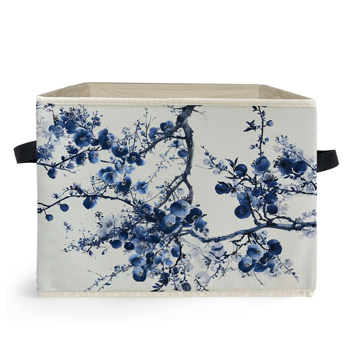 Ghoaoivo Chinoiserie Blue Floral Storage Box Bin for Clothes and Decor
