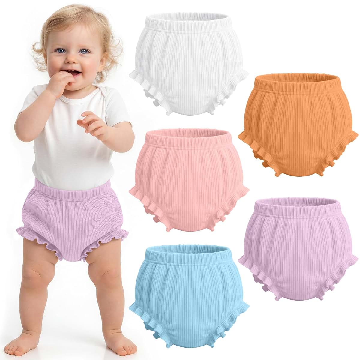 Yooo's Vivi Baby Girls Cotton Bloomers 5-Pack