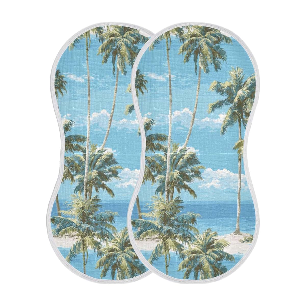 Mazeann Tropical Beach Burp Cloths | Absorbent Waterproof Cotton Rags for Baby