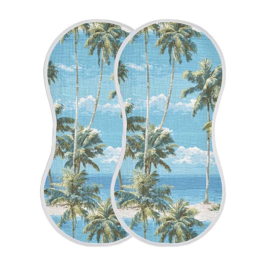 Mazeann Tropical Beach Burp Cloths | Absorbent Waterproof Cotton Rags for Baby