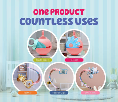 BABY AMY 2-Pack Pacifier Clip Set for Baby Girls – Silicone Pacifier Clips + Holder Case | Keep Pacifier Clean & Within (photo 2)