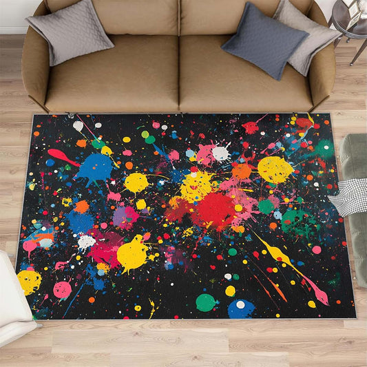 HYGIUID Graffiti Rug for Kids Room, Abstract Rug - 5x6, Paint Splash Bedroom Rugs, Washable & Non Slip Carpet for Home