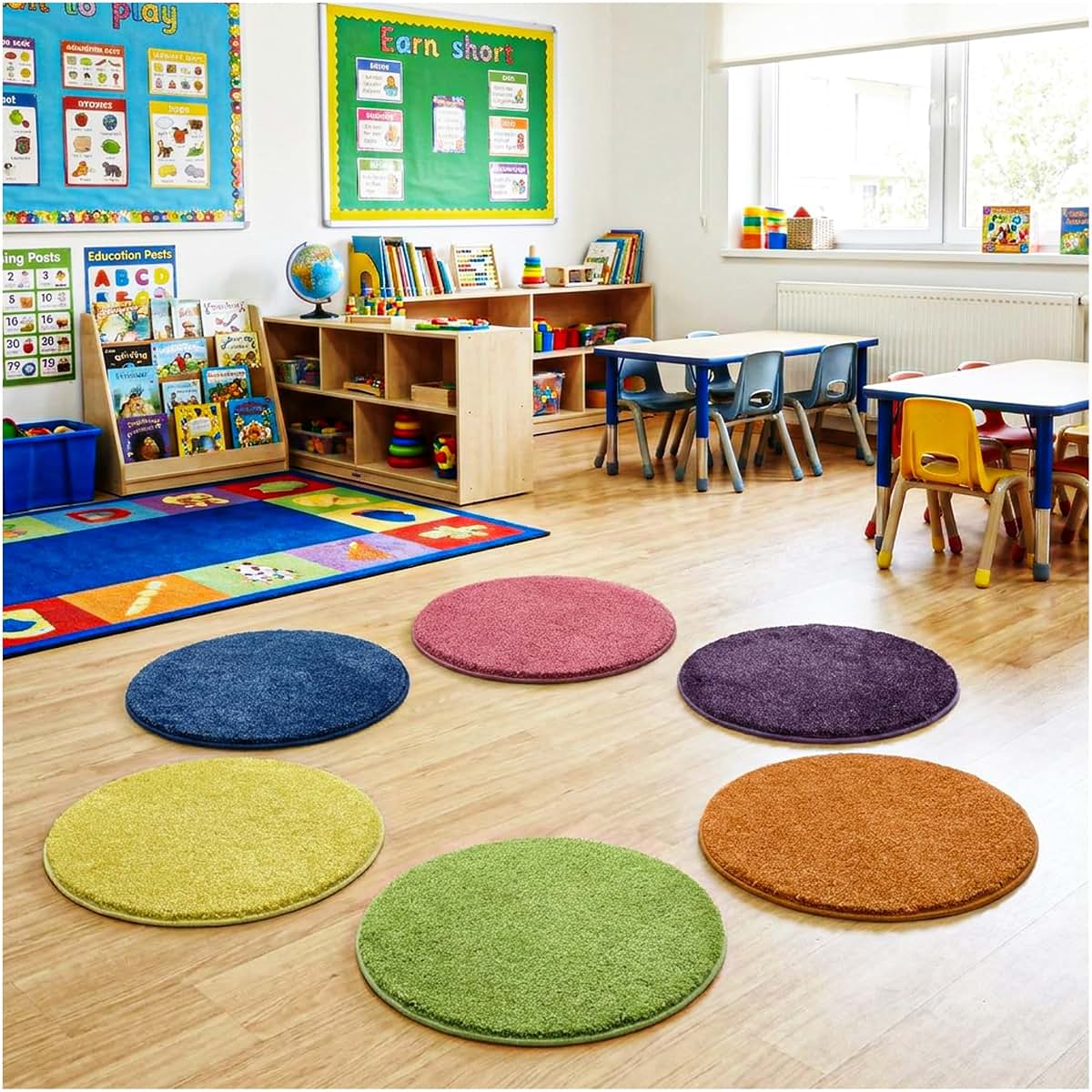 Koeckritz Rugs Bright Multi Carpet Circle Seats, Set of 6, 18" Round