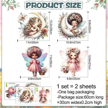 Drwssr Pink Butterfly Girl Wall Decals With Flower Fairy Designs