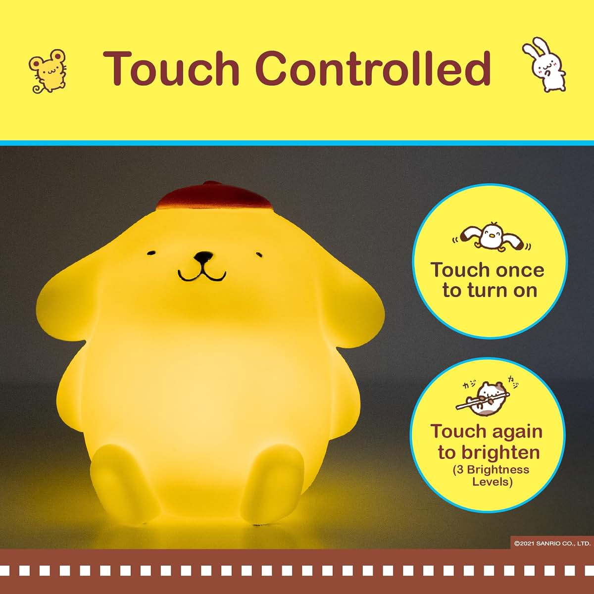 Blue Sky Studios Pompompurin Kids Night Light, Touch Control, Rechargeable Cute Mood Light (photo 3)