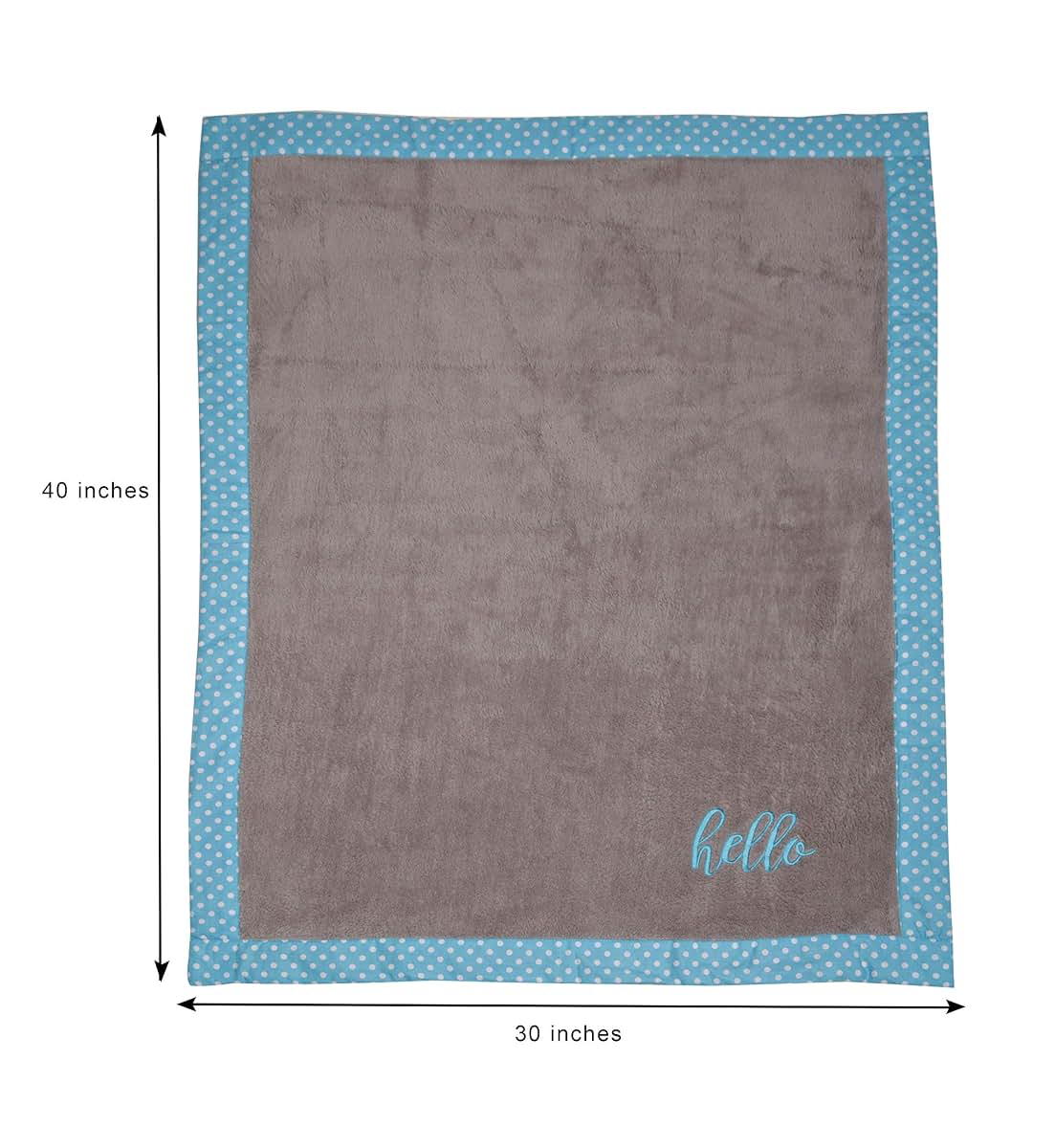 Bacati Love Hello Embroidered Plush Blanket, Black/Turquoise (photo 4)