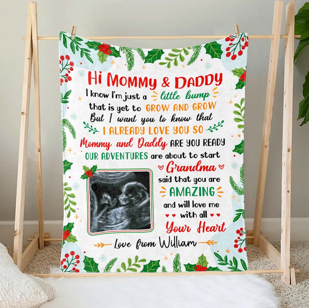 46Custom Personalized Baby Sonogram Fleece Sherpa Blanket (photo 3)