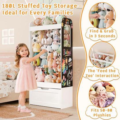 TidyplayCo Stuffed Animal Storage Tower with Blackboard, 51.2 inch H
