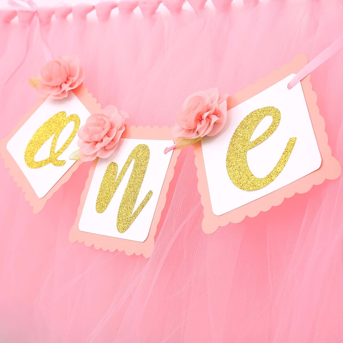 WAOUH Tutu Highchair Decoration for 1st Birthday Pink
