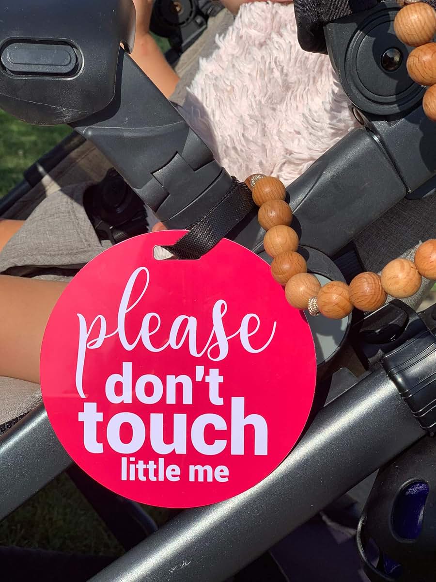 THREE LITTLE TOTS – Pink Please Don't Touch Baby Car Seat Sign or Stroller Tag - CPSIA Safety Tested (photo 2)