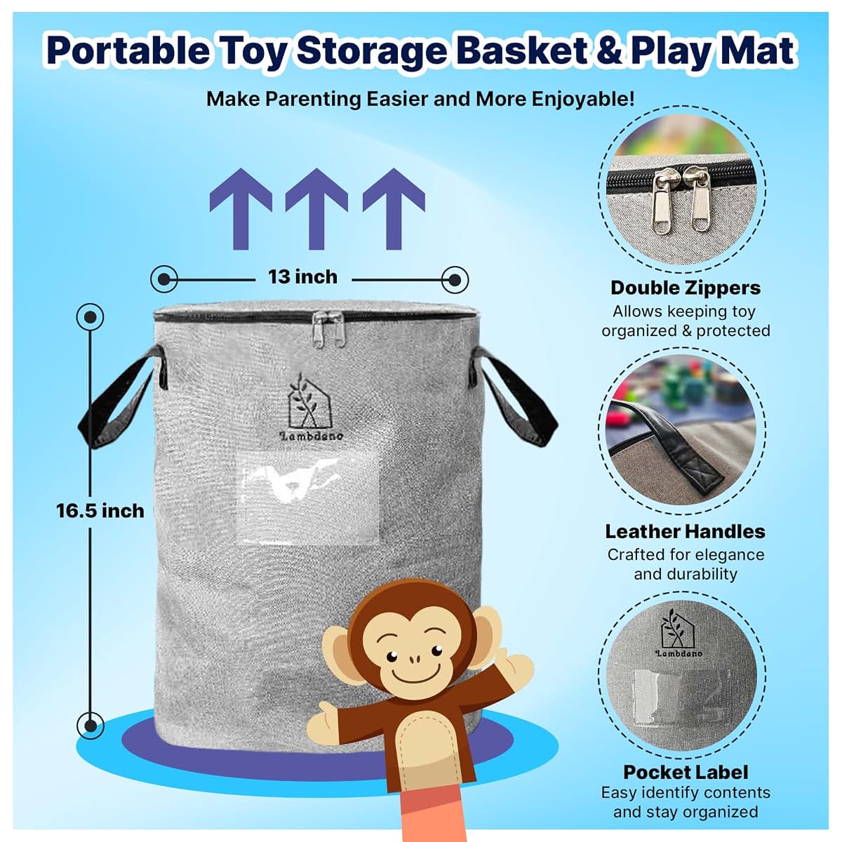BabyOneStop Portable Toy Storage Bag And Play Mat Organizer