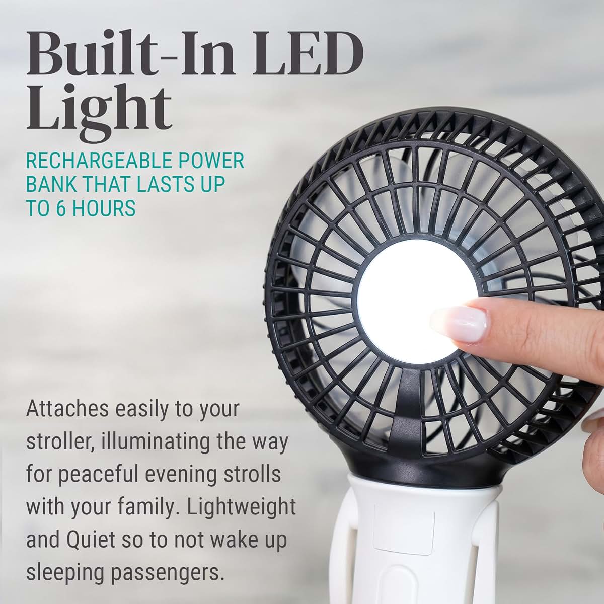 Buggygear 3-Speed USB Rechargeable Turbo Fan with Power Bank and LED Flashlight - Pink/White (photo 3)